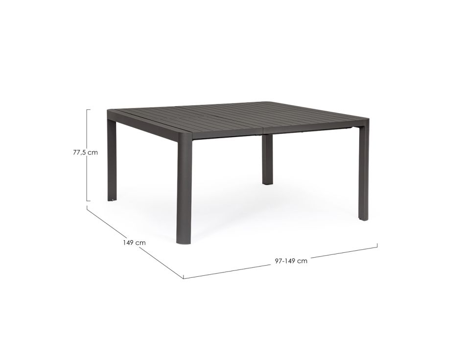 Udtrækbart bord til 149 cm i pulverlakeret aluminium - Behøves Viadurini