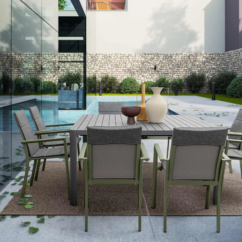 Udtrækbart bord til 149 cm i pulverlakeret aluminium - Behøves Viadurini