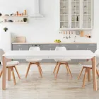 Udtrækkeligt bord til 180 cm med massiv eg og ruthenium farvede træben Viadurini