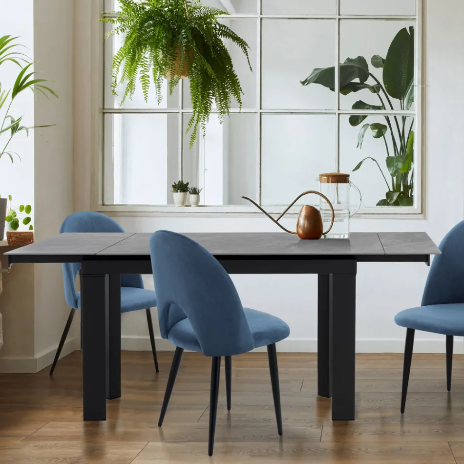 Udtrækkeligt bord til 180 cm i hvid marmorfinish - Brotola Viadurini