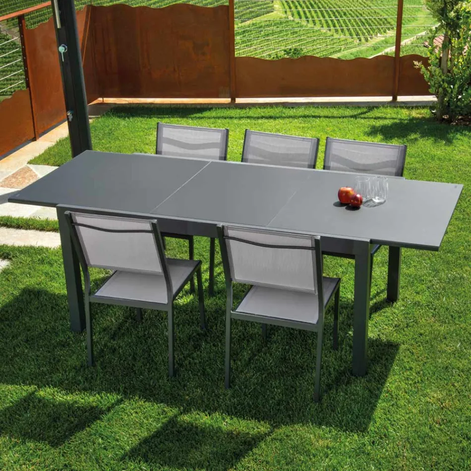 Udtrækkeligt bord 180 cm eller 220 cm med hærdet glasplade - Cartellina Viadurini