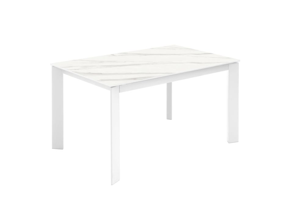 Udtrækbart bord til 190 cm i keramik, melamin og metal - Sara Viadurini