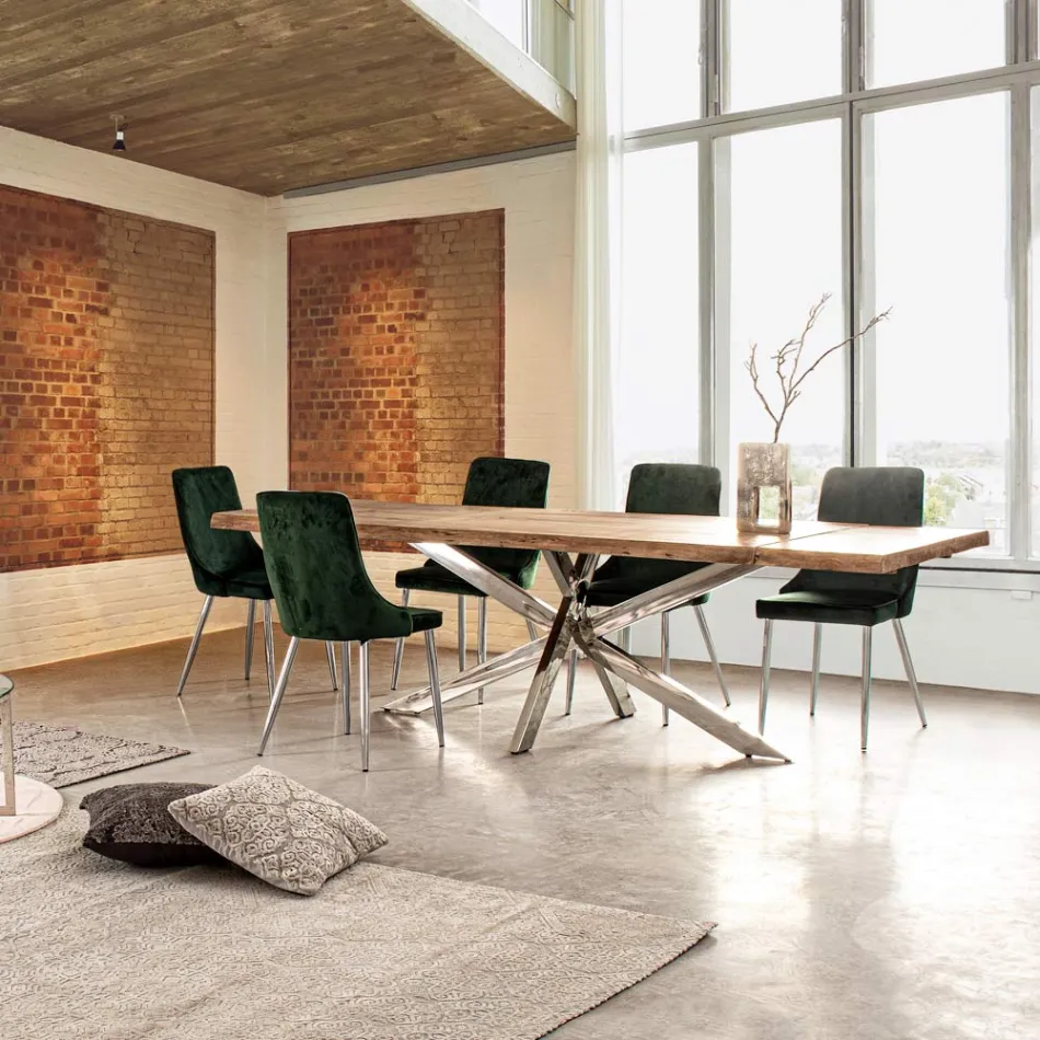 Udtrækkeligt bord til 2,6 m i håndlavet træ Homemotion - Plutarco Viadurini