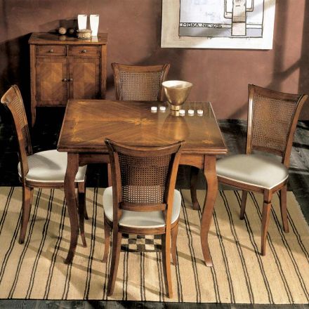 Udtrækkeligt bord til 200 cm med 4 stole i Bassano Wood Made in Italy - Amber Viadurini