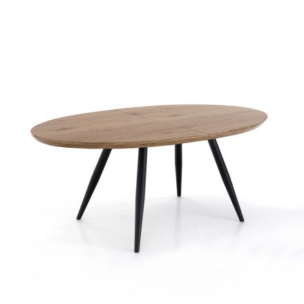 Udtrækkeligt bord til 200 cm med sorte metalben - Lithium Viadurini