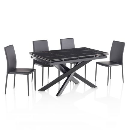 Udtrækkeligt keramisk bord til 200 cm med 4 stole - Aisha Viadurini