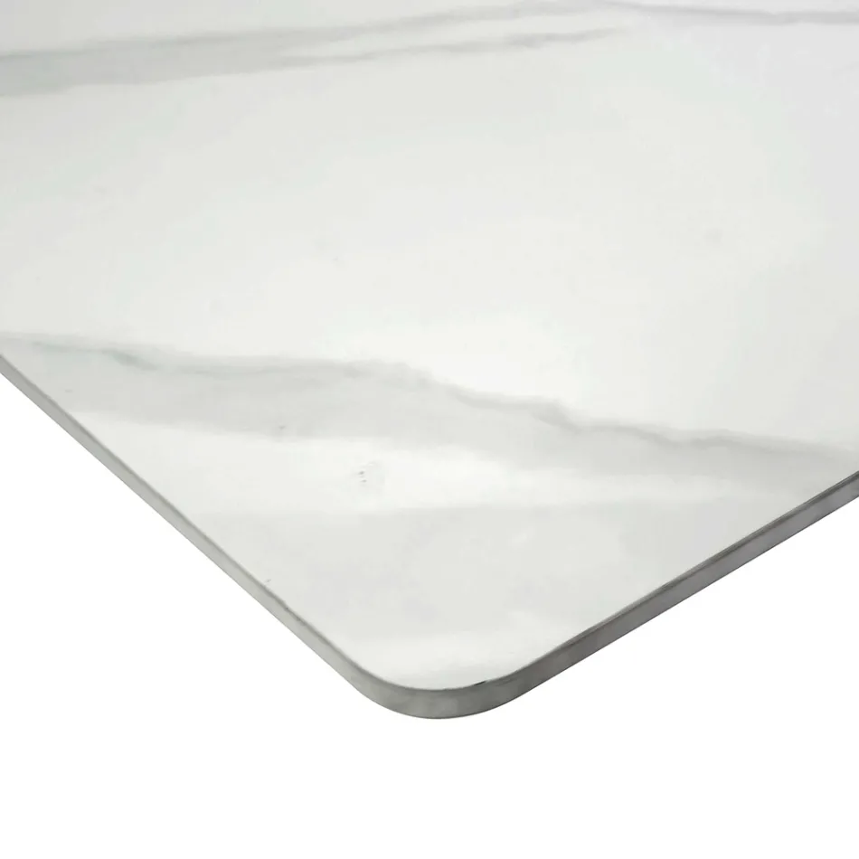 Udtræksbord 200 cm i metal og syntetisk sten - Underwater Viadurini