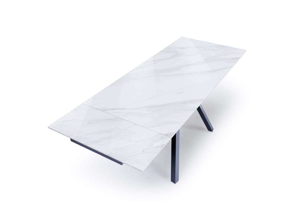Udtrækbart bord til 210 cm i gråt stål og keramik - Canario Viadurini