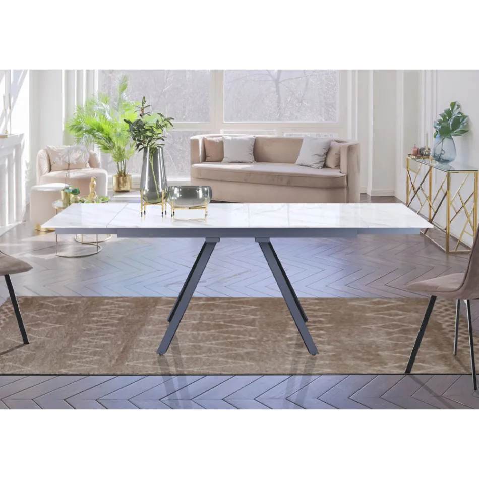 Udtrækbart bord til 210 cm i gråt stål og keramik - Canario Viadurini