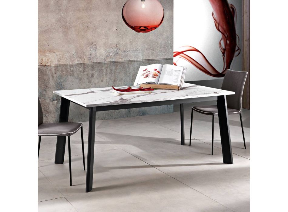 Udtrækkeligt bord til 220 cm med understel af grafitbøg lavet i Italien - Toles Viadurini