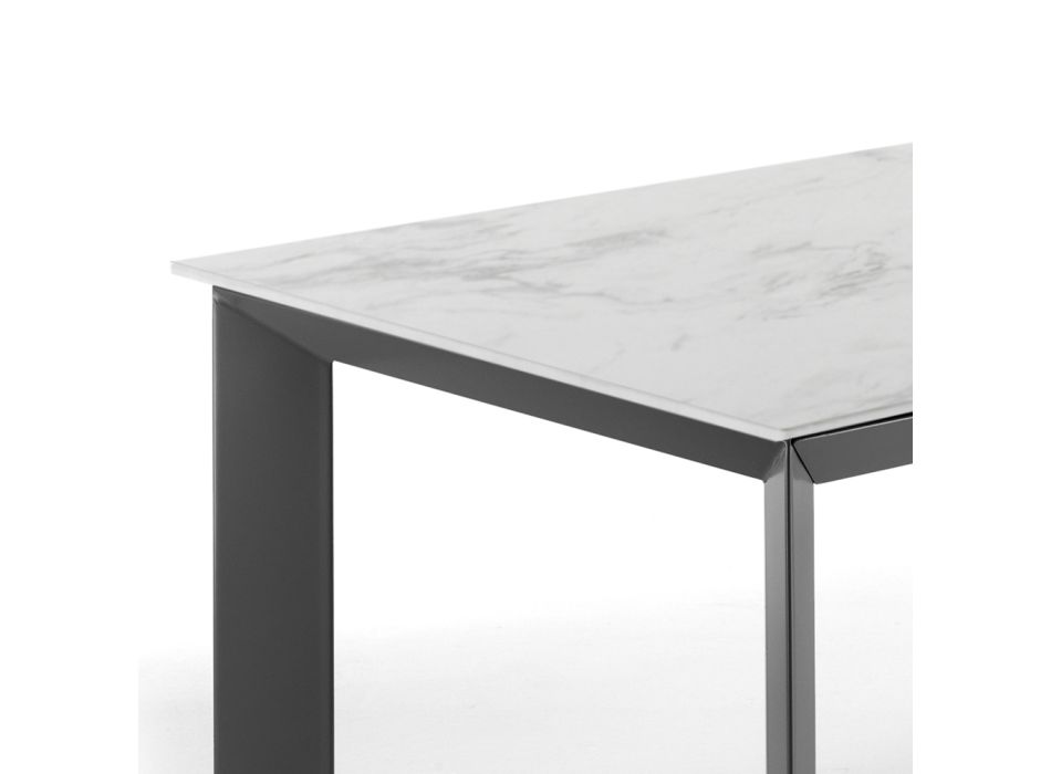 Udtrækbart bord til 220 cm i keramik med marmorfinish - Berice Viadurini
