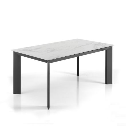 Udtrækbart bord til 220 cm i keramik med marmorfinish - Berice Viadurini