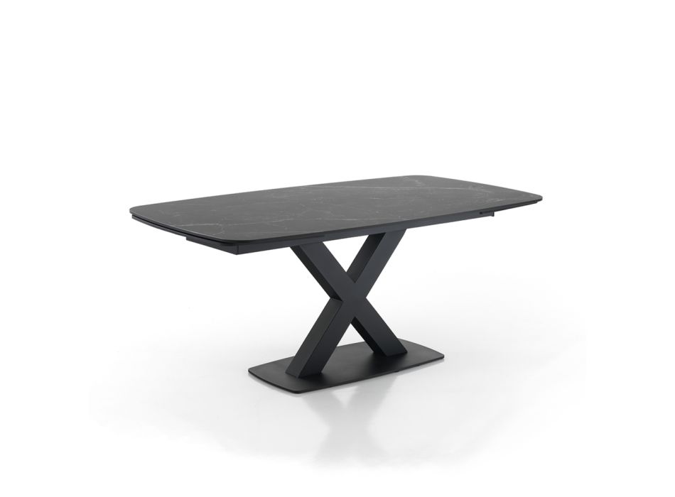 Udtrækbart bord til 230 cm med plade i marmorfinish - Batofilo Viadurini
