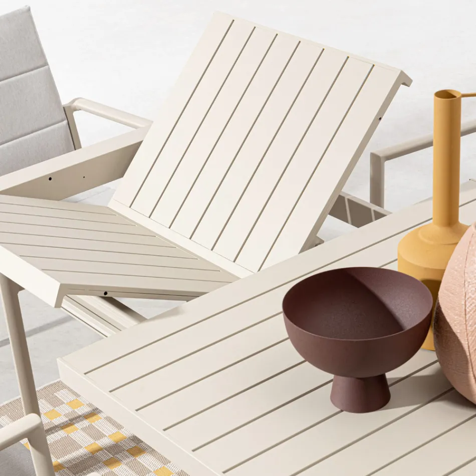 Udtrækbart bord til 240 cm i pulverlakeret aluminium - maling Viadurini