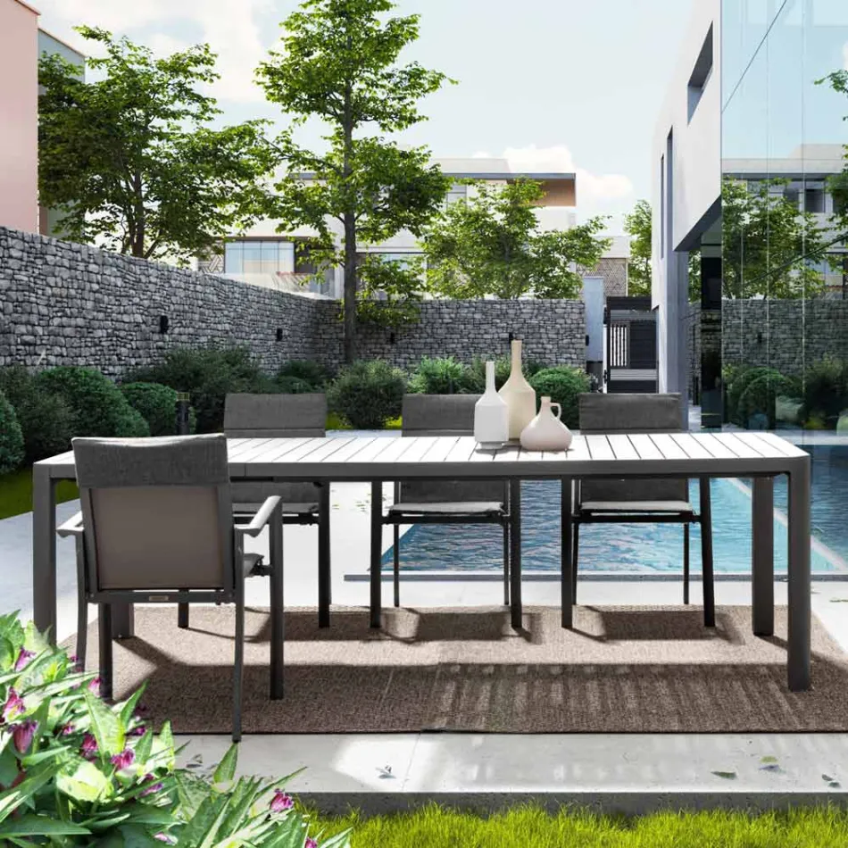 Udtrækbart bord til 240 cm i pulverlakeret aluminium - maling Viadurini