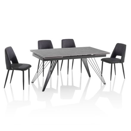 Udtrækkeligt keramisk bord til 240 cm med 4 stole - Aisha Viadurini