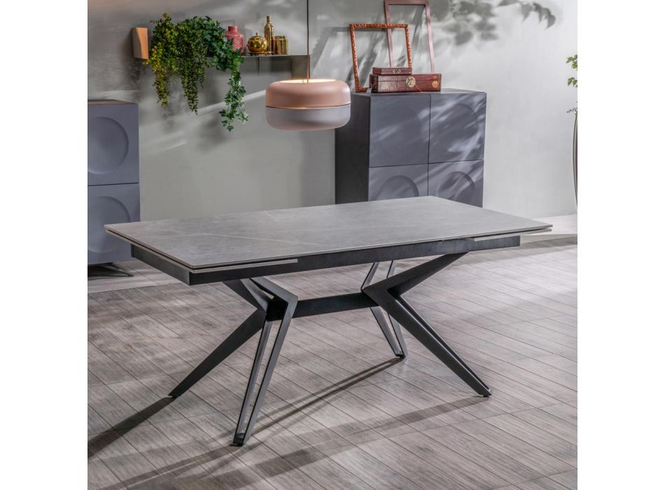 Udtrækbart bord til 240 cm i keramik og metal - Buket Viadurini