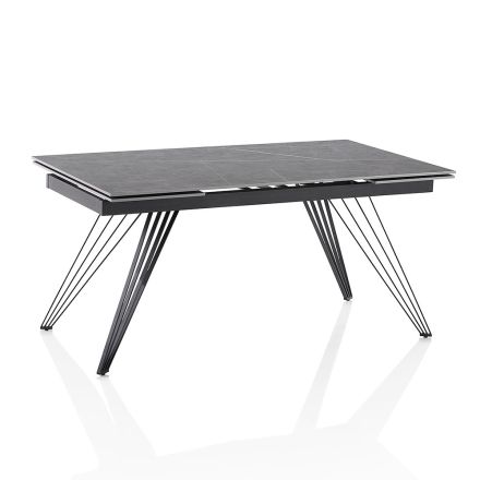 Udtrækbart bord til 240 cm i keramik og sort metal - Leila Viadurini