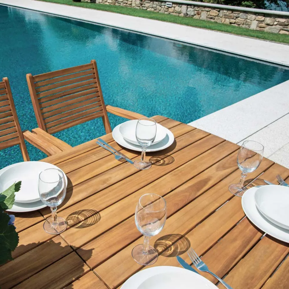Udtrækkeligt bord til 240 cm til haven lavet af akacietræ - Sereno Viadurini
