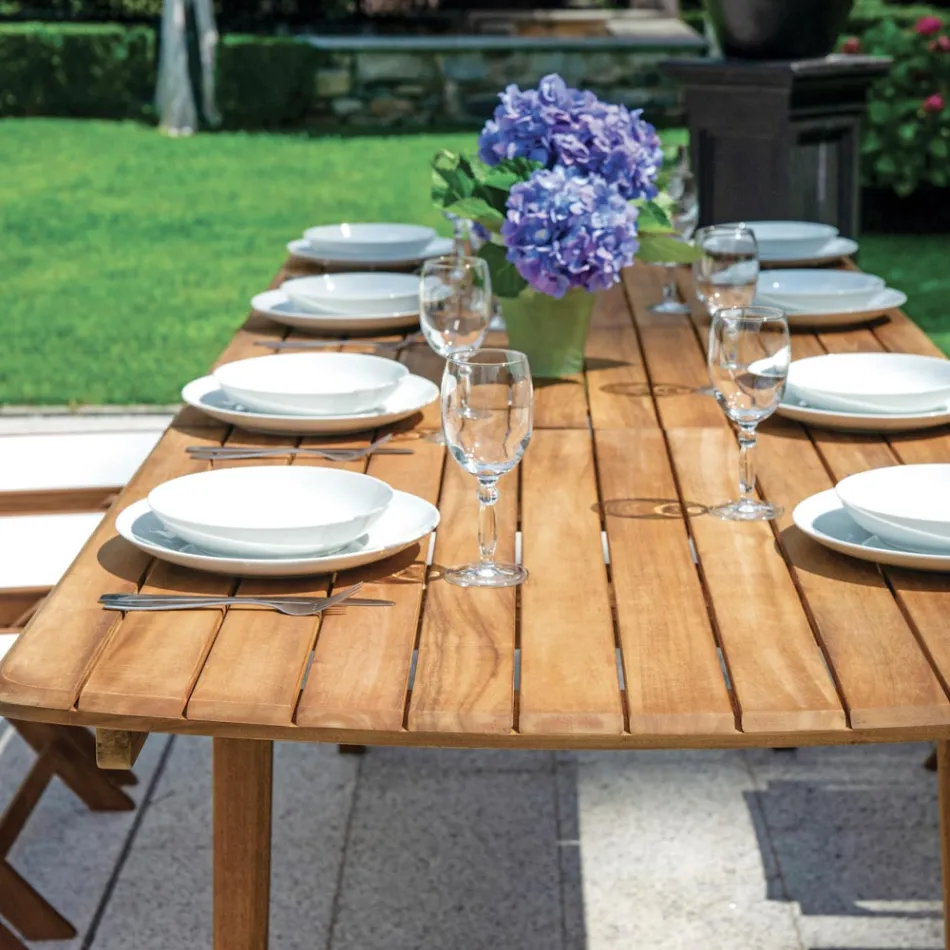 Udtrækbart bord til 240 cm til haven lavet af akacietræ - Sereno Viadurini