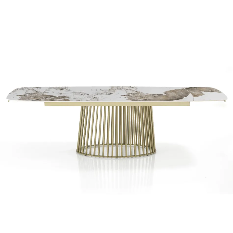 Udtrækbart bord til 260 cm i keramik, marmor og metal finish - Veneto Viadurini