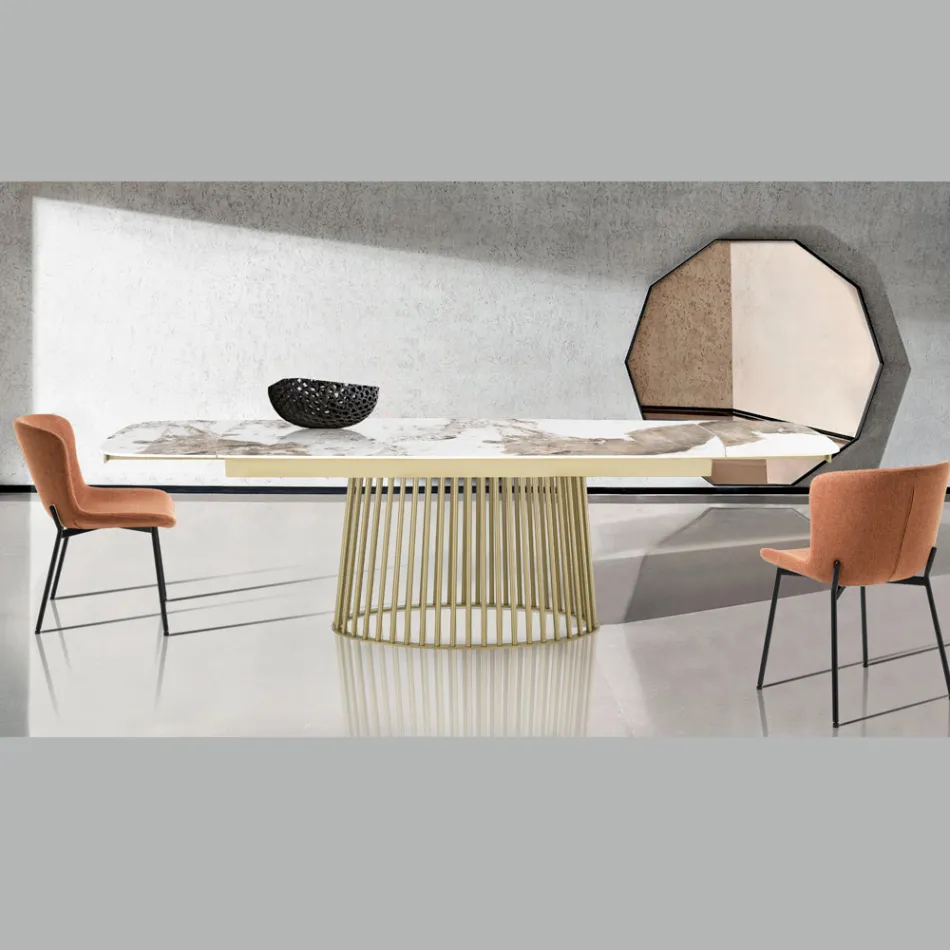 Udtrækbart bord til 260 cm i keramik, marmor og metal finish - Veneto Viadurini
