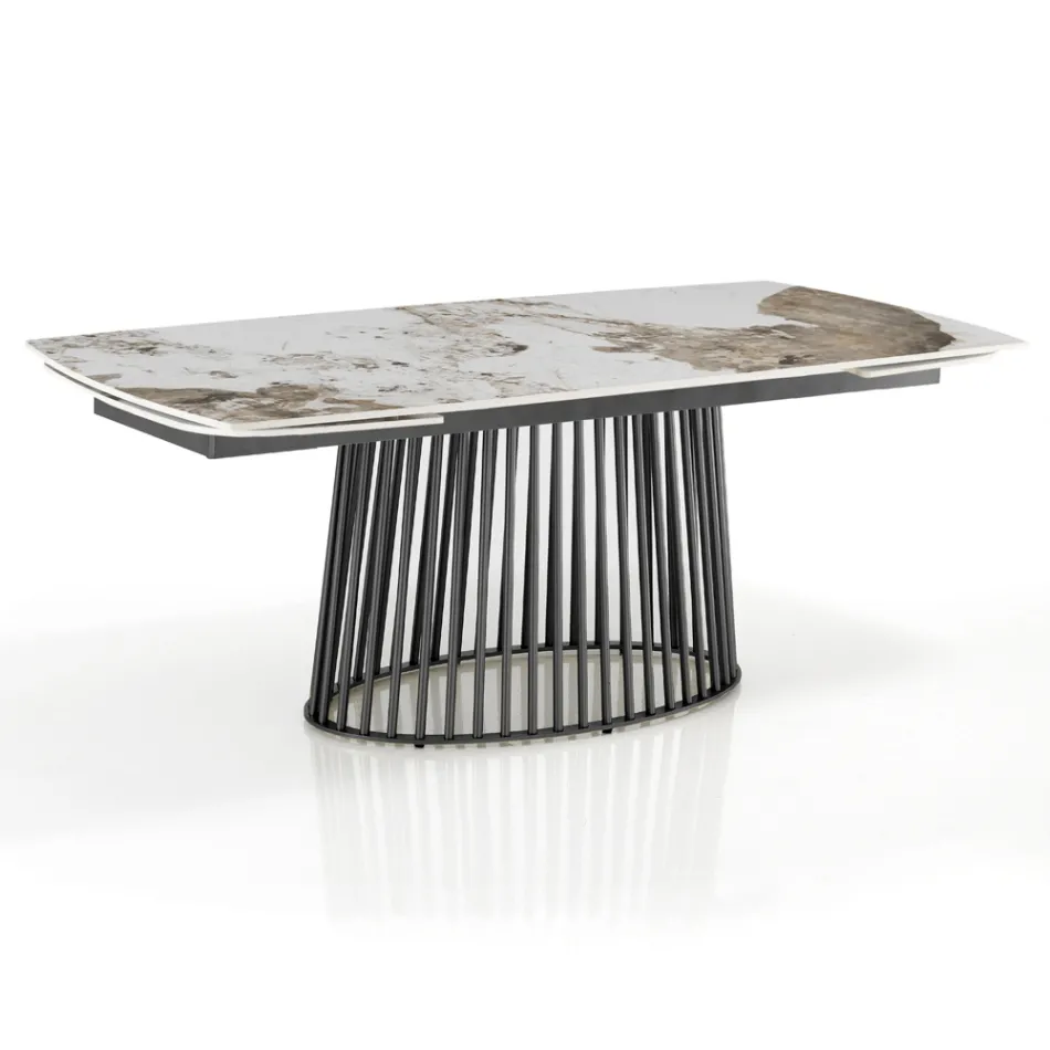 Udtrækbart bord til 260 cm i keramik, marmor og metal finish - Veneto Viadurini
