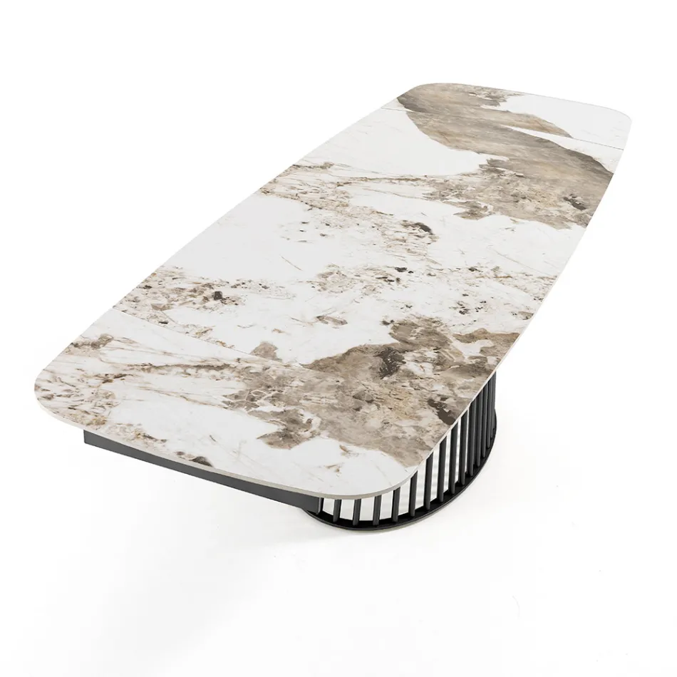 Udtrækbart bord til 260 cm i keramik, marmor og metal finish - Veneto Viadurini