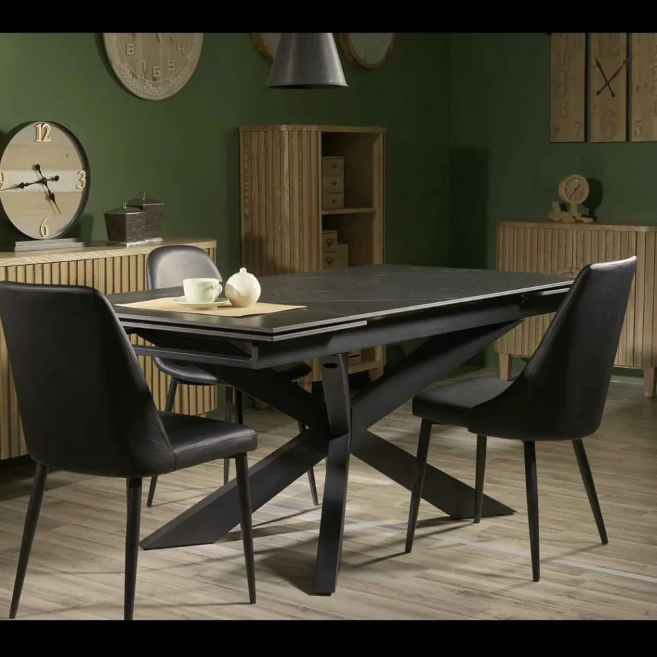 Udtræksbord 260 cm i metal og syntetisk sten - Underwater Viadurini