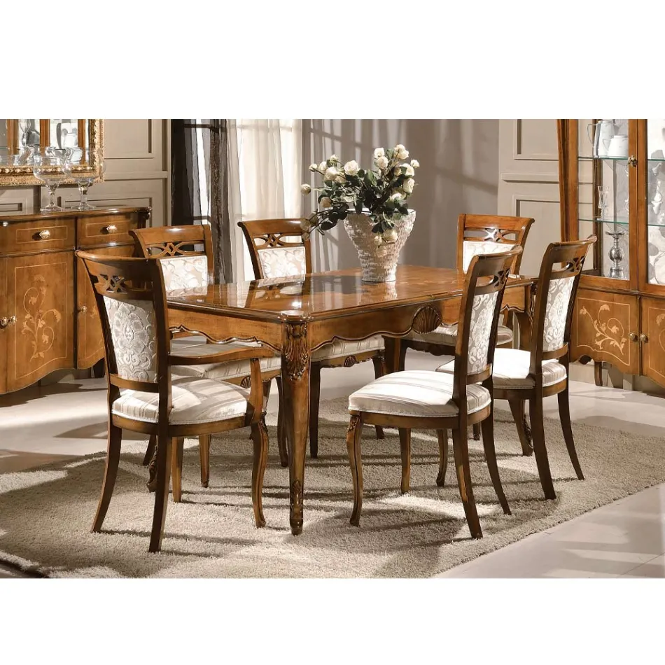 Udtrækkeligt bord til 280 cm i Bassano valnøddetræ lavet i Italien - Caligola Viadurini