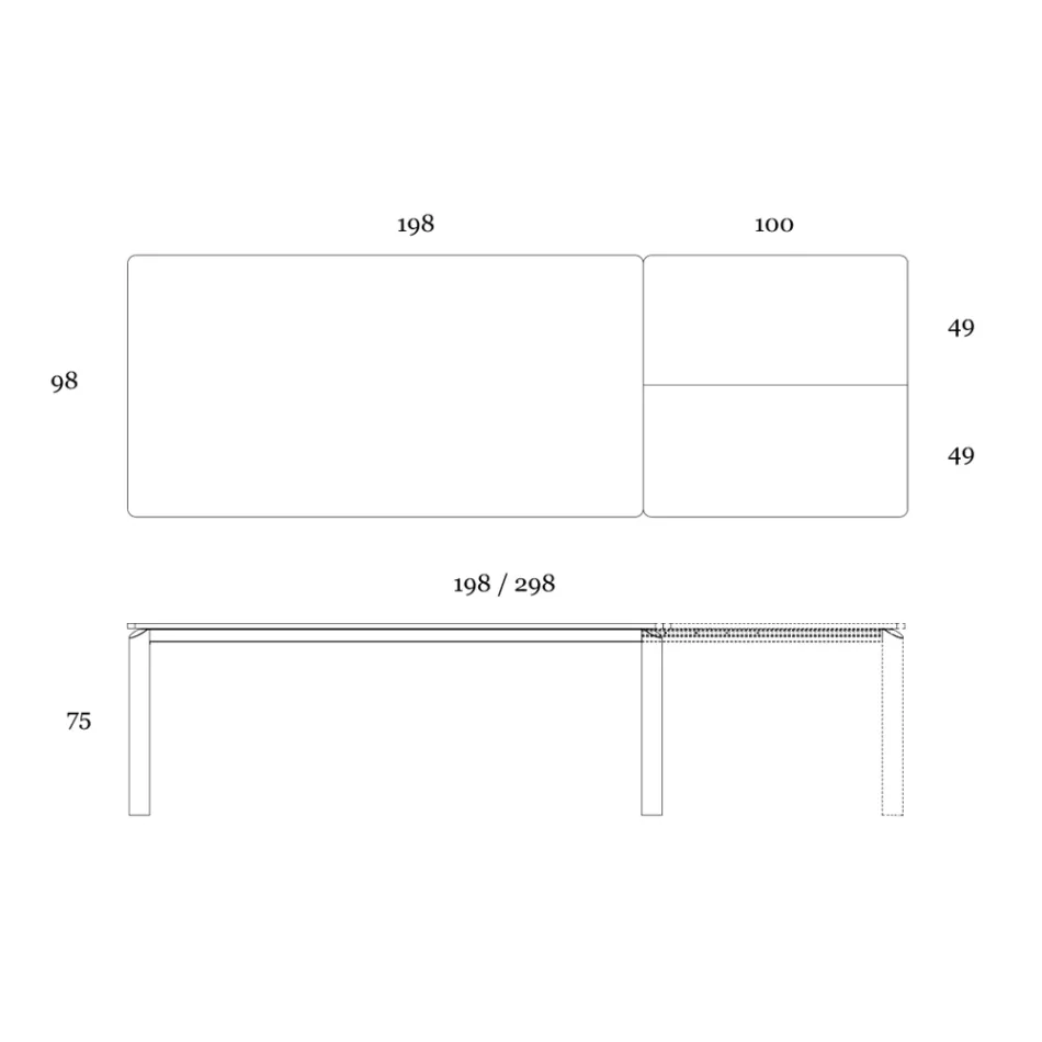 Udtrækbart bord til 298 cm i keramik og metal Made in Italy - Tulipan Viadurini