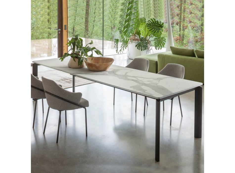Udtrækkeligt bord til 298 cm i keramik og metal Made in Italy - Tulipan Viadurini
