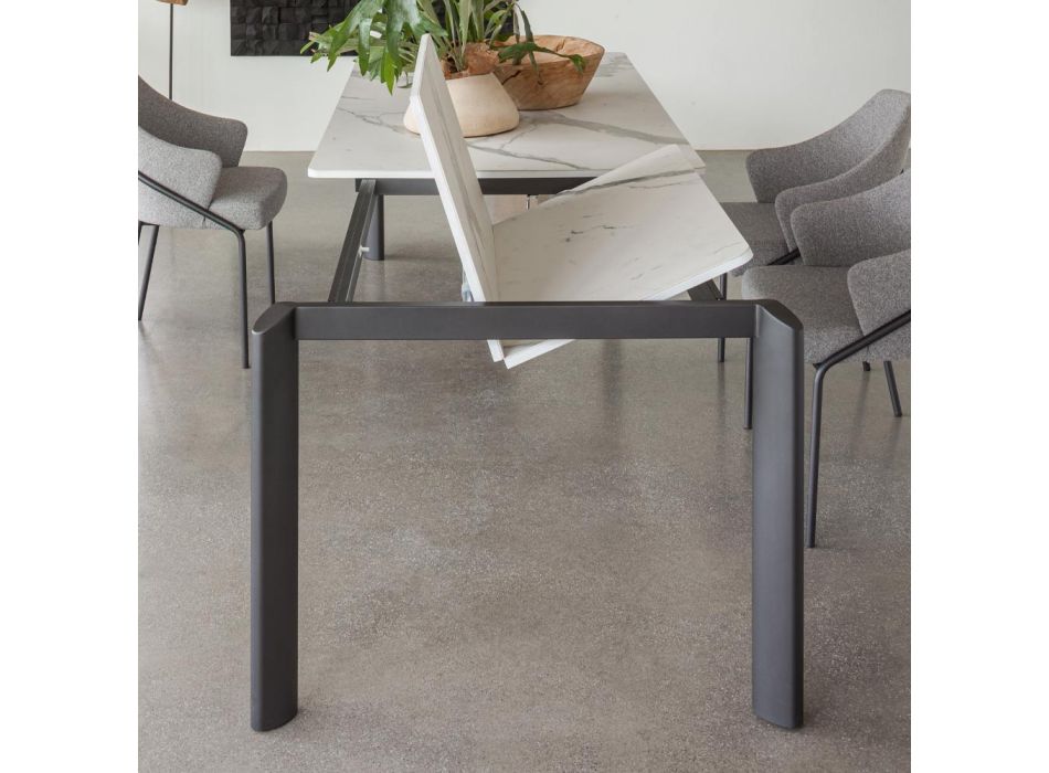 Udtrækbart bord til 298 cm i keramik og metal Made in Italy - Tulipan Viadurini