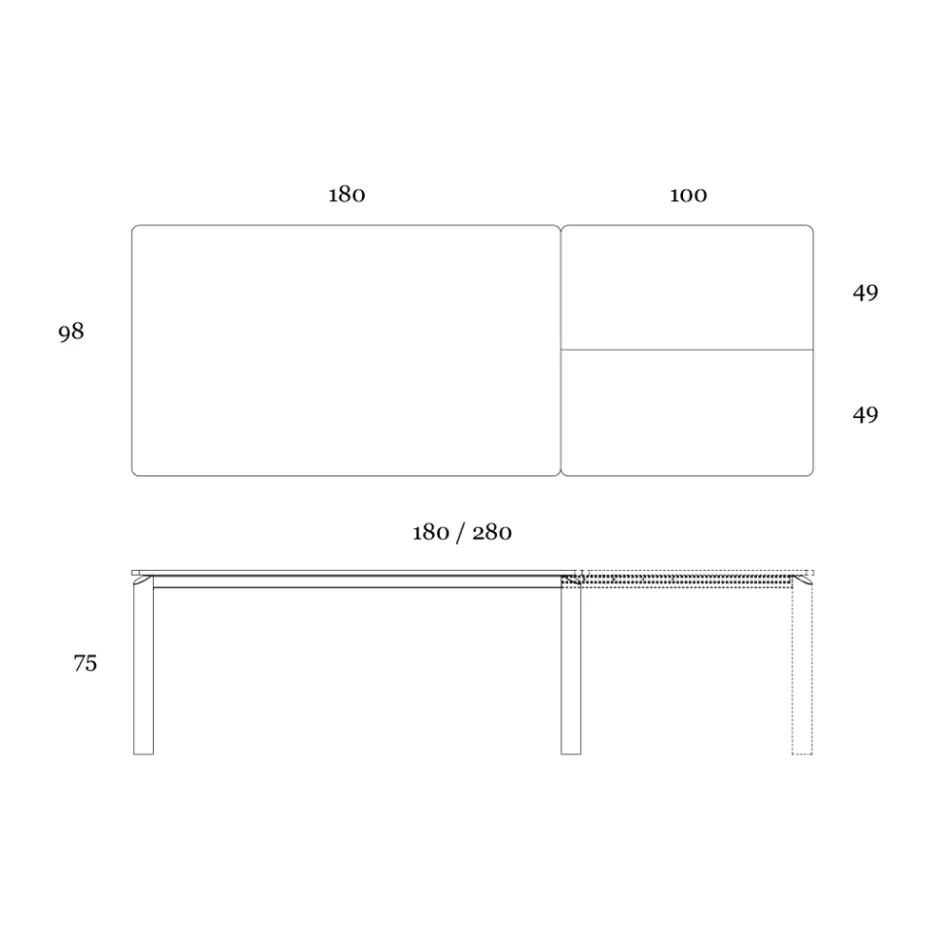 Udtrækkeligt bord til 298 cm i keramik og metal Made in Italy - Tulipan Viadurini