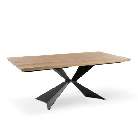 Udtrækkeligt bord til 300 cm med metalbund og egetræ - Navy Viadurini