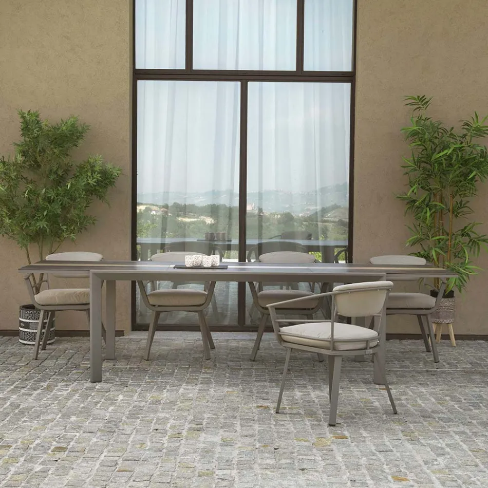 Udtræksbord 300 cm i aluminium med HPL-indsats - Righello Viadurini