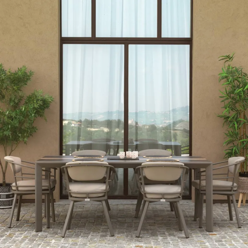 Udtræksbord 300 cm i aluminium med HPL-indsats - Righello Viadurini