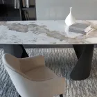 Udtrækkeligt bord 300 cm i metal og sintret stenplade - Taviria Viadurini