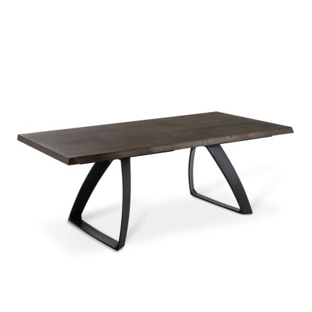 Udtrækbart bord til 300 cm i egefiner og aluminiumsbund - Travis Viadurini