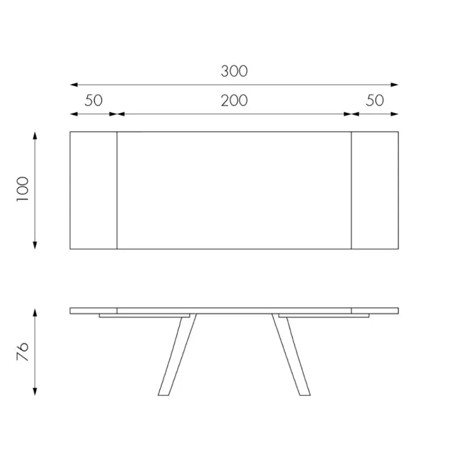 Udtrækbart bord til 300 cm i egefiner og aluminiumsbund - Travis Viadurini