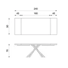 Udtrækkeligt bord til 300 cm i egefiner og sort metalfod - Xino Viadurini