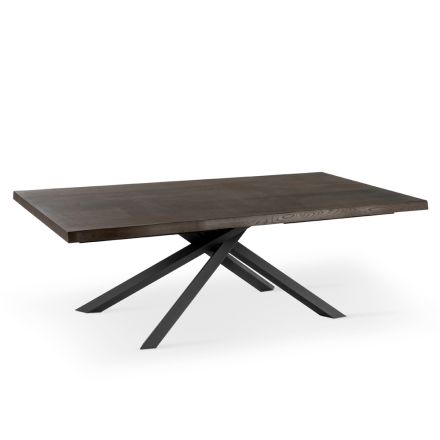 Udtrækkeligt bord til 300 cm i egefiner og sort metalfod - Xino Viadurini