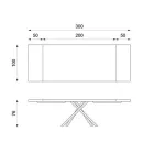 Udtrækkeligt bord til 300 cm i egefiner og sort metalfod - Xino Viadurini