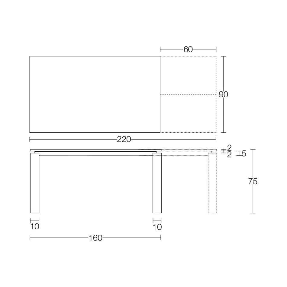 Udtrækkeligt bord 310 cm med laminatplade og metalunderlag - Spilla Viadurini