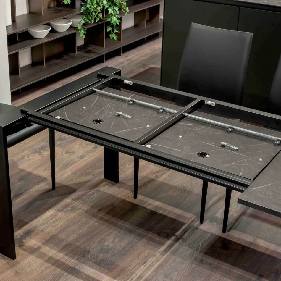 Udtrækkeligt bord 310 cm med laminatplade og metalunderlag - Spilla Viadurini