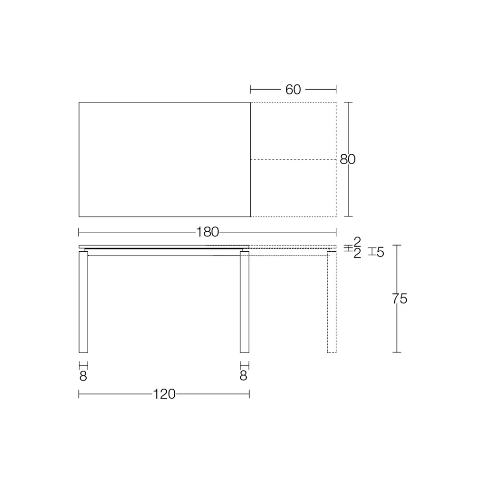 Udtrækkeligt bord 310 cm med laminatplade og metalunderlag - Spilla Viadurini