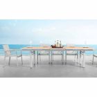 Udtrækkeligt udendørs bord i aluminium og teaktop - Bilel Viadurini