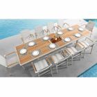 Udtrækkeligt udendørs bord i aluminium og teaktop - Bilel Viadurini