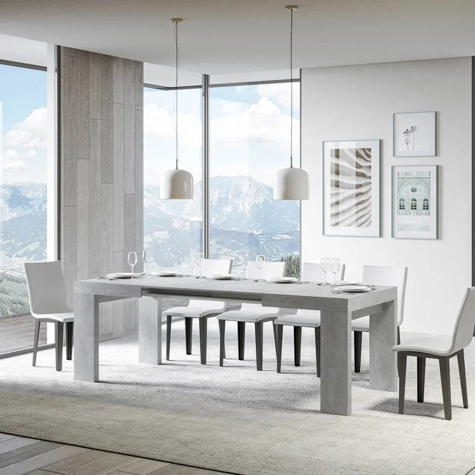 Udtrækkeligt bord til 440 cm i Made in Italy træmikropartikler - træ Viadurini