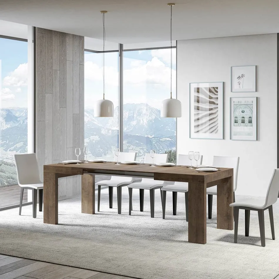 Udtrækkeligt bord til 440 cm i Made in Italy træmikropartikler - træ Viadurini